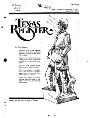 Primary view of object titled 'Texas Register, Volume 1, Number 89, Pages 3239-3268, November 16, 1976'.