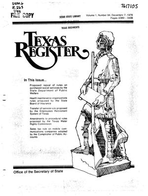 Primary view of object titled 'Texas Register, Volume 1, Number 94, Pages 3389-3438, December 7, 1976'.