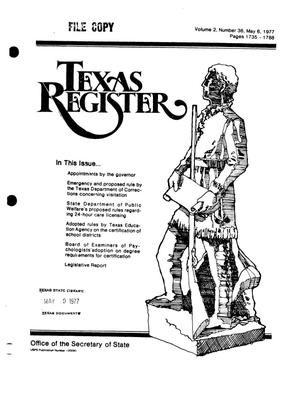 Primary view of object titled 'Texas Register, Volume 2, Number 36, Pages 1735-1788, May 6, 1977'.