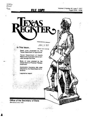 Primary view of object titled 'Texas Register, Volume 2, Number 45, Pages 2235-2298, June 7, 1977'.