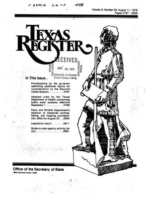 Primary view of object titled 'Texas Register, Volume 3, Number 59, Pages 2787-2839, August 11, 1978'.