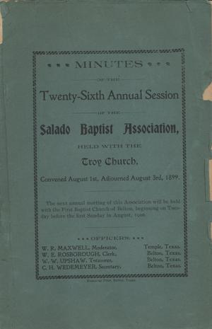 Primary view of Minutes of the Twenty-Sixth Annual Session of the Salado Baptist Association, 1899