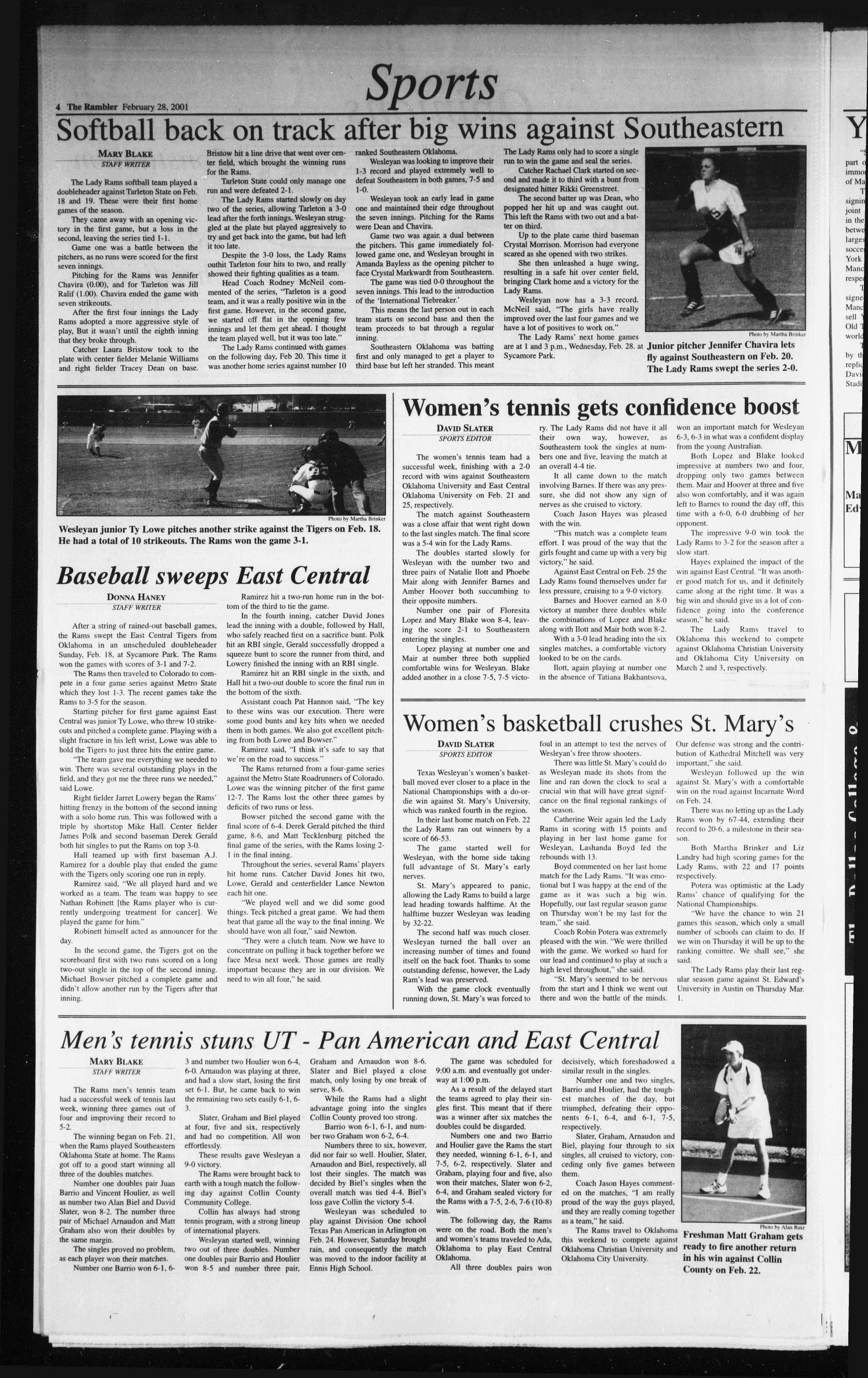 The Rambler (Fort Worth, Tex.), Vol. 85, No. 6, Ed. 1 Wednesday, February 28, 2001
                                                
                                                    [Sequence #]: 4 of 6
                                                