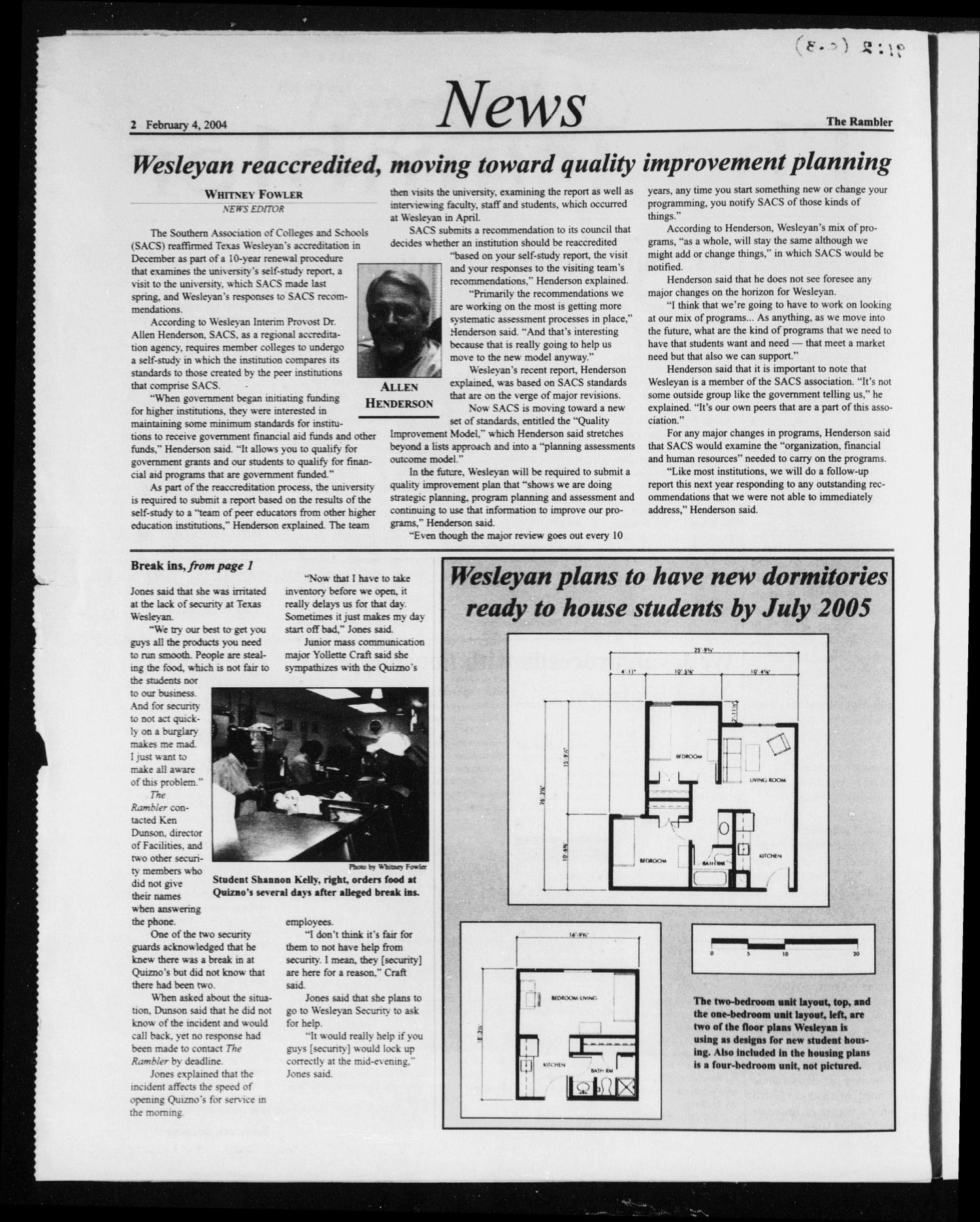 The Rambler (Fort Worth, Tex.), Vol. 91, No. 2, Ed. 1 Wednesday, February 4, 2004
                                                
                                                    [Sequence #]: 2 of 8
                                                