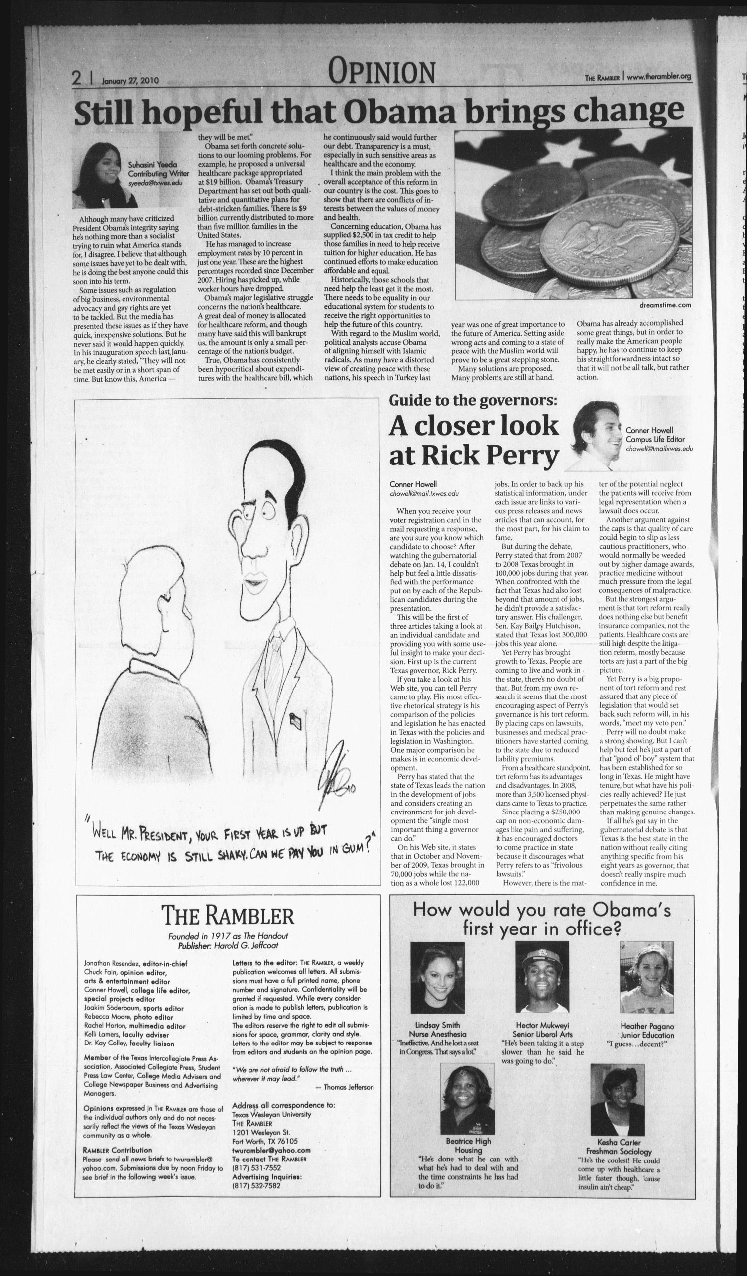 The Rambler (Fort Worth, Tex.), Vol. 93, No. 2, Ed. 1 Wednesday, January 27, 2010
                                                
                                                    [Sequence #]: 2 of 6
                                                