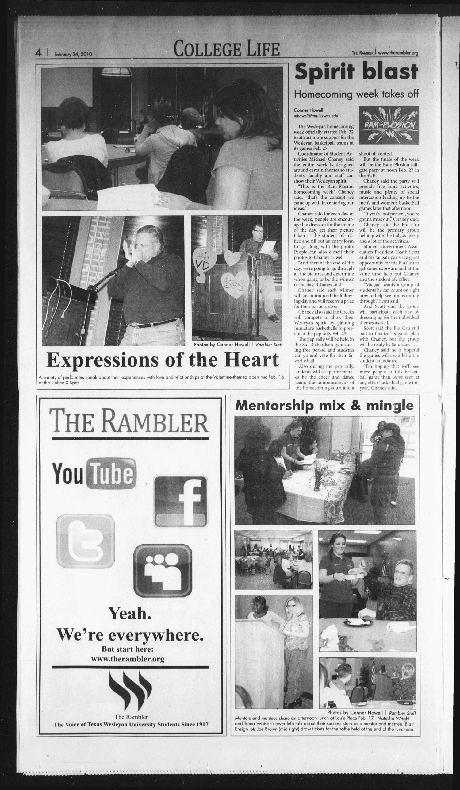 The Rambler (Fort Worth, Tex.), Vol. 93, No. 6, Ed. 1 Wednesday, February 24, 2010
                                                
                                                    [Sequence #]: 4 of 6
                                                