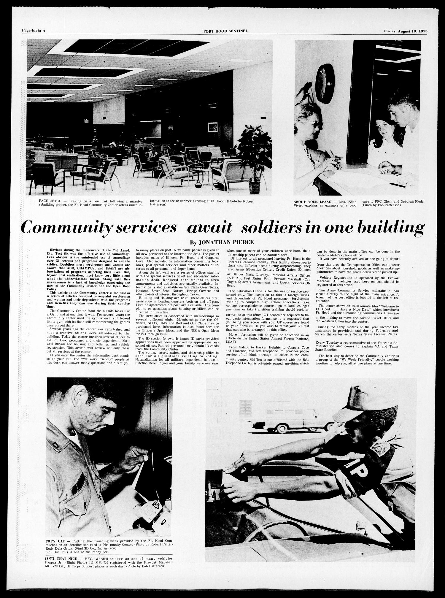 Fort Hood Sentinel (Temple, Tex.), Vol. 32, No. 23, Ed. 1 Friday, August 10, 1973
                                                
                                                    [Sequence #]: 8 of 40
                                                