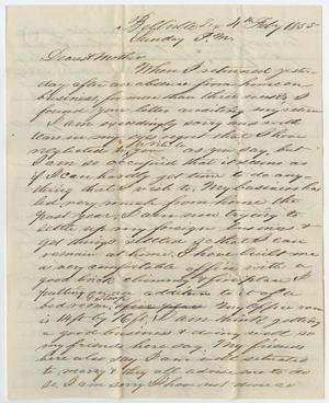 Primary view of object titled '[Letter from John Patterson Osterhout to Sarah Osterhout, February 4, 1855]'.
