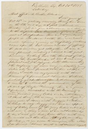 Primary view of [Letter from John Patterson Osterhout to Orlando Osterhout, October 30, 1838]