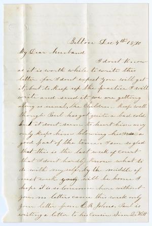 Primary view of [Letter from Junia Roberts Osterhout to John Patterson Osterhout, December 4, 1870]