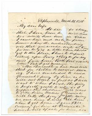 Primary view of object titled '[Letter from John Patterson Osterhout to Junia Roberts Osterhout, March 11, 1875]'.