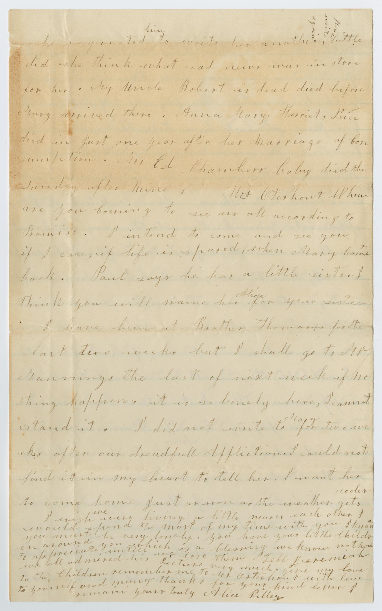 [Letter from Alice Pilley to Junia Roberts Osterhout, August 18, 1876]
                                                
                                                    [Sequence #]: 4 of 6
                                                