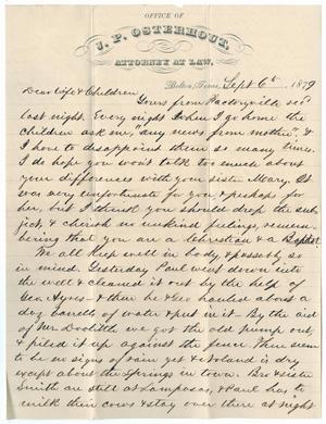 Primary view of object titled '[Letter from John Patterson Osterhout to Junia Roberts Osterhout to Family, September 6, 1879]'.