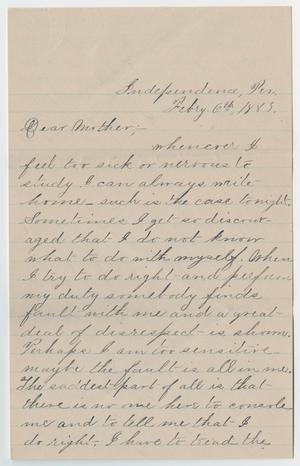 Primary view of object titled '[Letter from Gertrude Osterhout to Junia Roberts Osterhout, February 6, 1883]'.