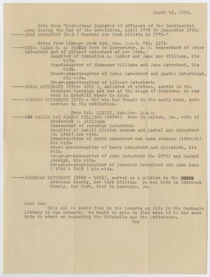 Primary view of object titled '[Letter from May Patterson Frear Osterhout to Ora Osterhout, March 13, 1920]'.