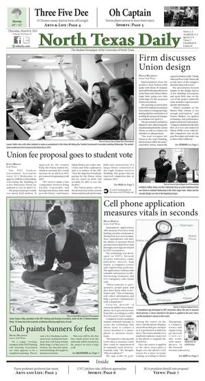 Primary view of object titled 'North Texas Daily (Denton, Tex.), Vol. 99, No. 31, Ed. 1 Thursday, March 8, 2012'.