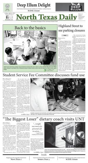 Primary view of object titled 'North Texas Daily (Denton, Tex.), Vol. 99, No. 44, Ed. 1 Friday, April 6, 2012'.