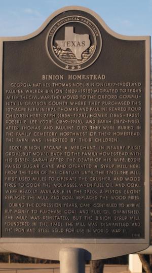 [Texas Historical Commission Marker: Binion Homestead]