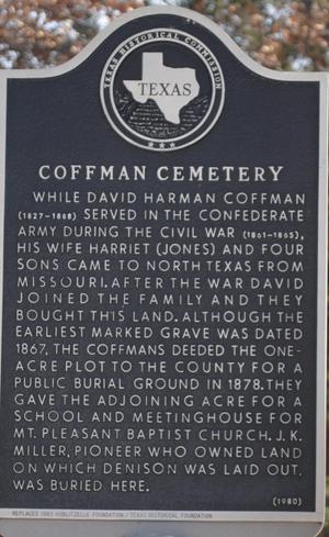 Primary view of object titled '[Texas Historical Commission Marker: Coffman Cemetery]'.