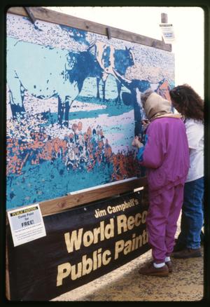 Primary view of object titled '[Coloring Mural at Dogwood Festival]'.