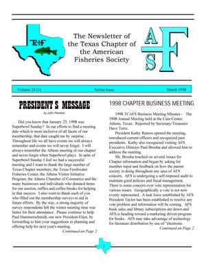 Primary view of The Newsletter of the Texas Chapter of the American Fisheries Society, Volume 24, Number 1, Spring 1998