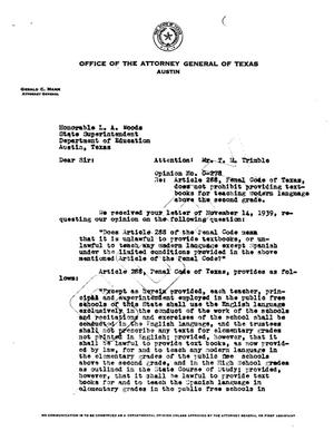 Primary view of object titled 'Texas Attorney General Opinion: O-278'.