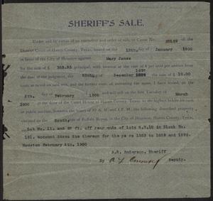 Primary view of object titled 'Announcement of property sale, 1900'.