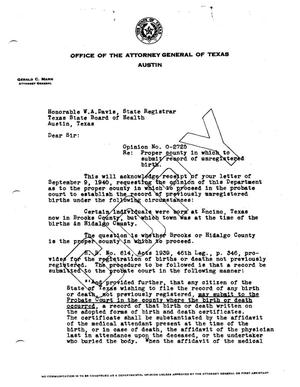 Primary view of object titled 'Texas Attorney General Opinion: O-2725'.