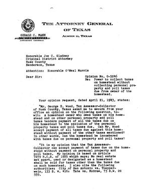 Primary view of object titled 'Texas Attorney General Opinion: O-5246'.