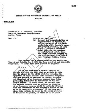 Primary view of object titled 'Texas Attorney General Opinion: O-5250A'.