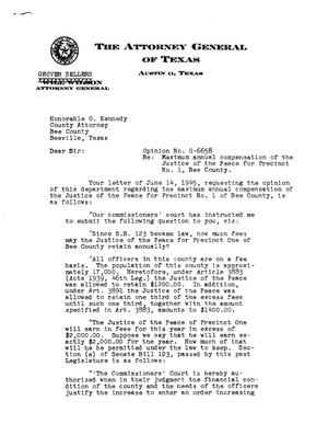 Primary view of object titled 'Texas Attorney General Opinion: O-6658'.