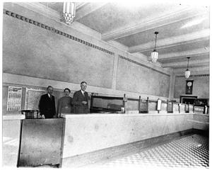 Primary view of object titled '[First National Bank lobby]'.
