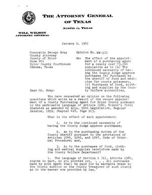 Primary view of object titled 'Texas Attorney General Opinion: WW-980'.
