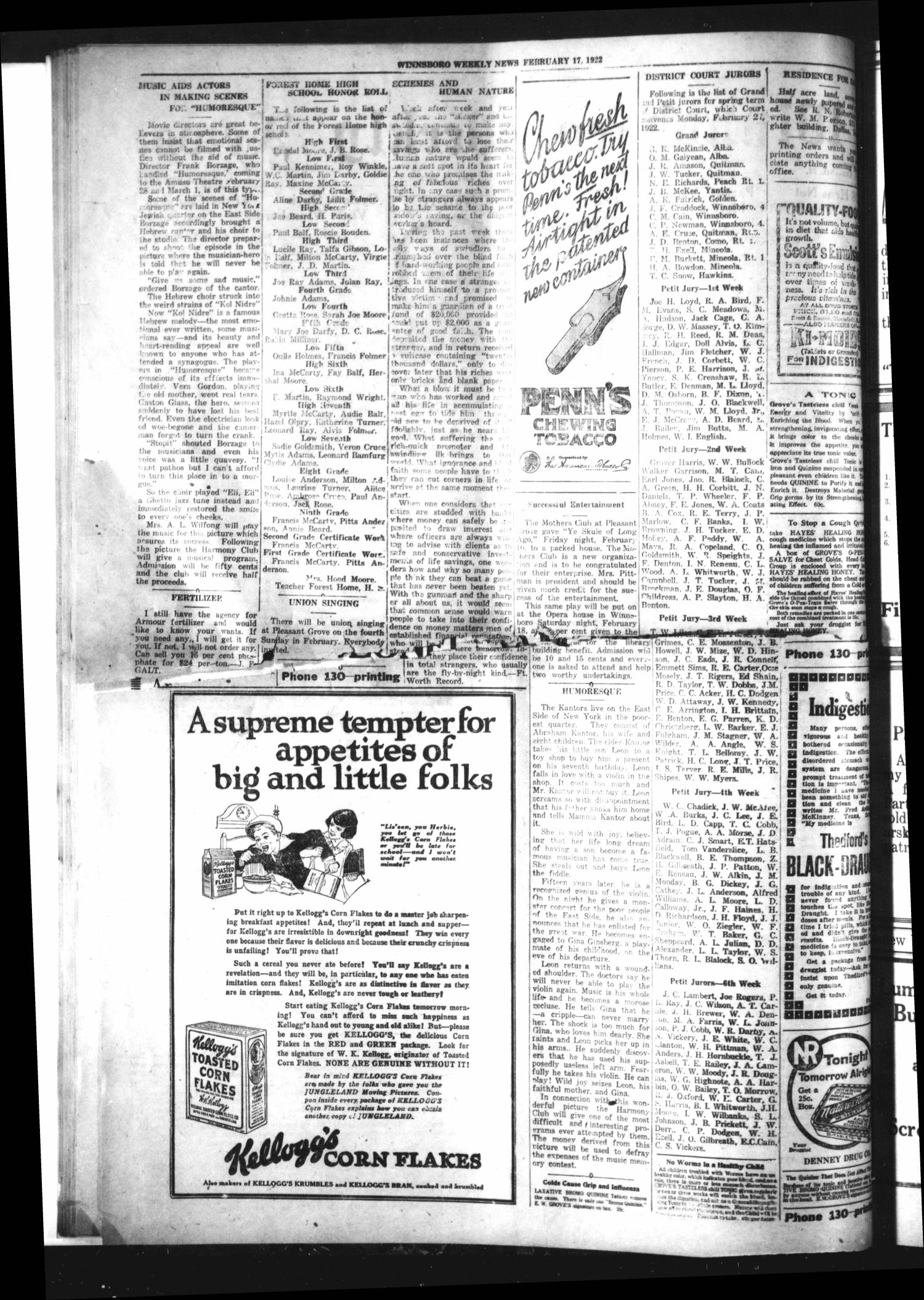 Winnsboro Weekly News (Winnsboro, Tex.), Vol. 13, No. 24, Ed. 1 Friday, February 17, 1922
                                                
                                                    [Sequence #]: 2 of 8
                                                
