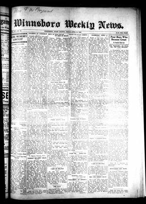 Primary view of object titled 'Winnsboro Weekly News (Winnsboro, Tex.), Vol. 14, No. 30, Ed. 1 Thursday, April 12, 1923'.
