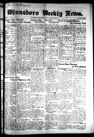 Primary view of object titled 'Winnsboro Weekly News (Winnsboro, Tex.), Vol. 14, No. 37, Ed. 1 Thursday, June 12, 1924'.