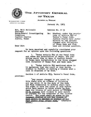 Primary view of object titled 'Texas Attorney General Opinion: C-5'.
