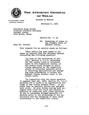 Primary view of object titled 'Texas Attorney General Opinion: C-10'.