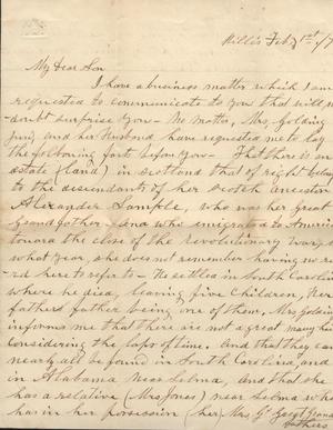 Primary view of object titled 'Letter to Cromwell Anson Jones, 1 February 1878'.