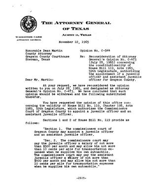Primary view of object titled 'Texas Attorney General Opinion: C-544'.