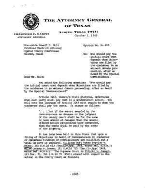 Primary view of Texas Attorney General Opinion: M-483