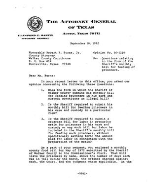 Primary view of object titled 'Texas Attorney General Opinion: M-1220'.