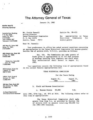 Primary view of object titled 'Texas Attorney General Opinion: MW-423'.