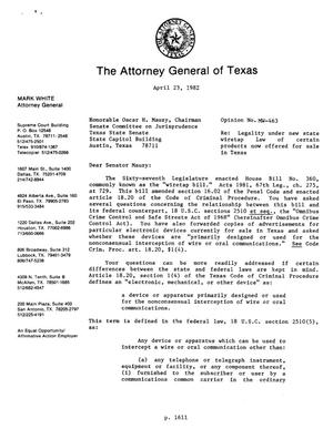 Primary view of object titled 'Texas Attorney General Opinion: MW-463'.
