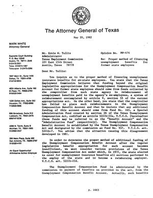 Primary view of object titled 'Texas Attorney General Opinion: MW-474'.