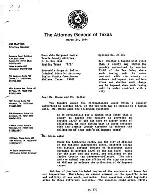 Primary view of object titled 'Texas Attorney General Opinion: JM-135'.