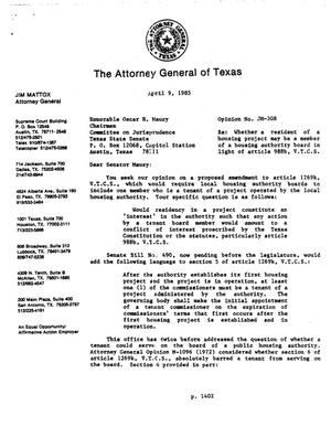 Primary view of object titled 'Texas Attorney General Opinion: JM-308'.