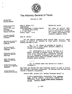 Primary view of object titled 'Texas Attorney General Opinion: JM-424'.