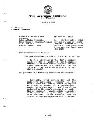 Primary view of object titled 'Texas Attorney General Opinion: JM-838'.