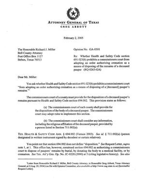Primary view of object titled 'Texas Attorney General Opinion: GA-0301'.